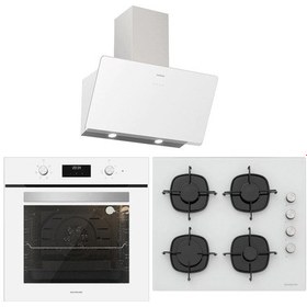 Resim Silverline BO6502W02 - CS5335W01 - 3457 Soho 60 Beyaz Cam Ankastre Set 