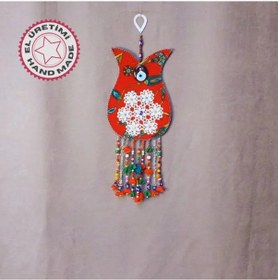 Resim Uretti - Aslı 5776 - 1895 El Yapımı Otantik Nazar Boncuklu Duvar Süsü - Kırmızı Lale 