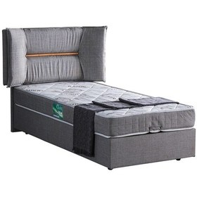 Resim Setaymobilya Baza, Lizbon Tek Kişilik Baza + Başlık + Comfort Yatak, Gri 