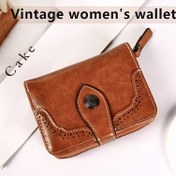 Resim Vintage Kadın Cüzdanı, Fermuar Kapanışı, Çift Katlı Kore Tarzı, Çoklu Kart Yuvaları, Ultra İnce Toka Kapanışı, Madeni Para Cebi, Polyester Astarlı, Islak Mendil ile Temizlenebilir 
