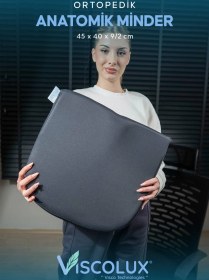 Resim Anatomik Visco Ortopedik Minder - Ofis Araba Sandalye Minderi Füme 44x36x9/2 