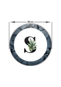 Resim Decorita Cam Kesme Tahtası - Cam Kesme Tablası - Harfli Tasarım S Çap 32 CM 