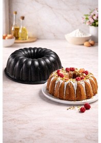 Resim PureBake Dilimli Granit Kek Kalıbı - Yapışmaz Döküm Kek Kalıbı Siyah 