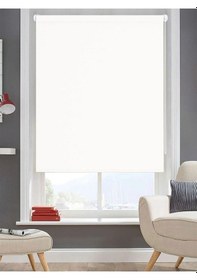 Resim İthal Kalın Kumaş Ekru Zebra Stor Güneşlik Perde Alüminmyumkasa Etek Dilimsiz Kırık Beyaz 