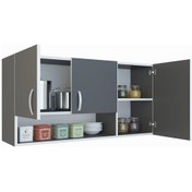 Resim Kenzlife hazır mutfak mirena32 gri 060*120*32 mutfak banyo dolabı kapaklı raflı 