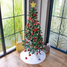 Resim Aden Yılbaşı Ağacı Halısı, Çam Ağacı Eteği, Peluş Yılbaşı Halısı, Yılbaşı Paspası, Christmas Halısı, PRS0305 80x80cm (Peluş) 