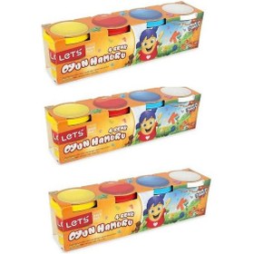 Resim 3 Adet Lets 4 Renk Oyun Hamuru Toplam 12 Hamur 