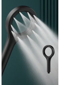 Resim Hendek Su Tasarruflu Siyah Turbo Jet Banyo Duş Başlığı El Duşu Siyah 
