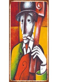 Resim müzisyen 10 cm x 20 cm mini retro ahşap poster 