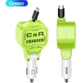 Resim Challenger Lıncoxın 66w Yeşil Geri Çekilebilir Hızlı Şarj Kablosu Usb Type-c Araç Şarj Cihazı 4k Destek 