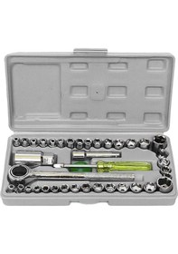 Resim Ranyeek 40 Parça Tamir Aleti Seti: Ratchet Anahtarlar, Soketler Ve Araç Kutusu İle Otomobil Acil Tamir Gereçleri Paketi 