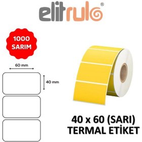 Resim Elitrulo Barkod Etiketi 40x60 Termal SARI - 1000 Adet 