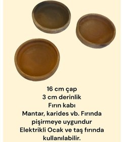 Resim 3'lü Toprak Güveç Pişirme Kabı 16 Cm 