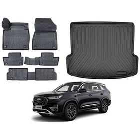 Resim Tiggo 8 2024 Model 3d Bagaj Havuzu+3d Araca Özel Paspas Takımı 7 Kişilik Luxury Serisi 