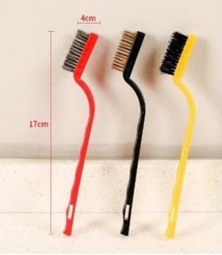 Resim Bakır Demir Plastik Mini Detaylı Temizlik Fırçası Temizleyici 3'lü 