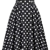 Resim Polka Dot Yüksek Bel A Kesim Etek, Şık Düğme Volan Hem Midi Etek, Kadın Giyim 