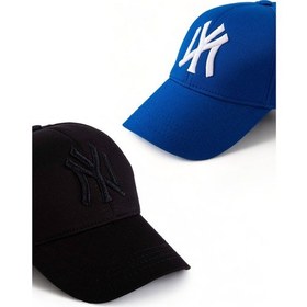 Resim Unisex 2'li Set Siyah ve Saks Mavisi Ny New York Beyzbol Şapka - Unisex Siyah - Saks Mavi 