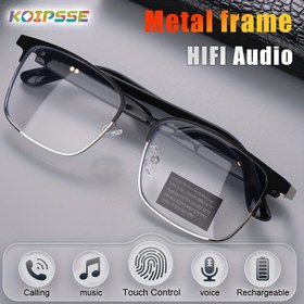 Resim KOIPSSE Akıllı Gözlük Mavi Işık Filtreli Metal Çerçeve Çok Fonksiyonlu Çift Dokunmatik HIFI Ses Kalitesi Mikrofon ve Hoparlörlü Unisex Kablosuz Açık Kulaklık Polarize Gözlük Ses Asistanı, Kablosuz Kulaklık,Eller Serbest Arama,Şık Çerçeveler,Şık Tasarım,Yüksek kaliteli ses,Premium Malzemeler 