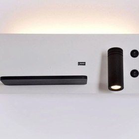 Resim Mediterian Modern LED yatak başlığı, kablosuz şarj ve oynar başlık özellikleriyle şık tasarım 