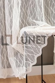 Resim Baklava Desen Orta Pileli Petek Üstü 1X2,5 Tül Perde Salon Balkon Mutfak Tülü, 150 x 180 