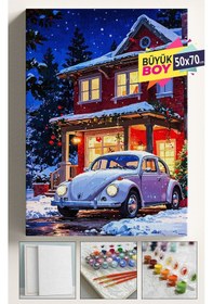 Resim Sayılarla Boyama Seti Numaralı Tuval Fırça Boya Dahil Kasnaklı Set 50x70 Cm - Beyaz Vosvos 