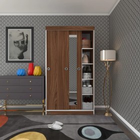 Resim Kenzlife gardırop sürgülü kapaklı kapılı 100 papatya cvz aynalı gardolap dolap 