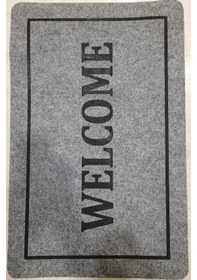 Resim Paspas, Halılı Paspas, Welcome Baskılı Kapı Önü Paspası-45 70 Gri 