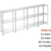 Resim RafBurada 3 Katlı 4'lü Galvaniz Çelik Raf - Depo, Arşiv, Kiler, Dosya, Market Rafı 43x60 cm-100 cm-1.00 mm 