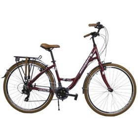 Resim Salcano Sarajevo 700 Unisex V-fren 28" Jant 21 Vites Şehir Bisikleti Bordo Beyaz 