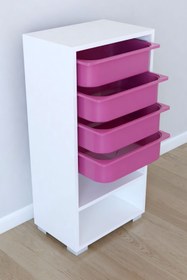 Resim Remaks Unisex Çocuk Pembe 4 Sepetli Oyuncak Dolabı 