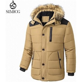 Resim Erkek Kışlık Pamuklu Soğuğa Dayanıklı Kapüşonlu Kaban Mont Haki 