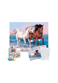 Resim Sayılarla Boyama Seti 40 x 50 CM Tuval Şasesine Gerili Atlar 