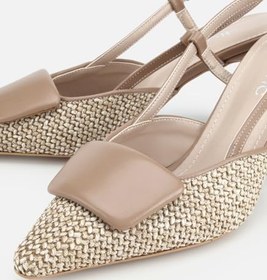 Resim HOTİÇ Kadın Siyah Arkası Açık Hasır Detaylı İnce Topuklu Stiletto 