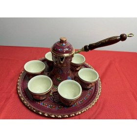 Resim 6lı Bakır Fincan Takımı,cezveli 