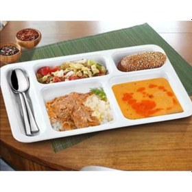 Resim 50 Adet 5 Gözlü Kırılmaz Plastik Tabldot Tabağı Beyaz Self Servis Tabildot Tabilot Tabak Beyaz 