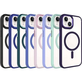 Resim İphone 15 Uyumlu Wireless Şarj Özellikli Zore Krom Magsafe Silikon Kılıf-lila Lila 