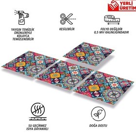 Resim Tink Kendinden Yapışkanlı Pembe Karo Desenli Pvc Karo 30x30 Cm 