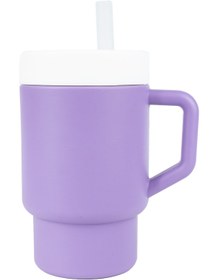 Resim Pandish Mugley Tek Kulplu Kapaklı Pipetli Silikon Alıştırma Bardağı - Lila - Mor / Standart 