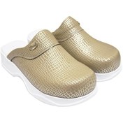 Resim Vizon Gümüş Desenli Klasik Sabo Terlik Kahverengi 