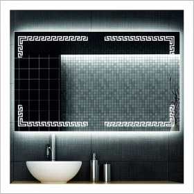 Resim Dnr-Mirror50xDnr-Mirror 70 cm Beyaz Ledli Tasarım Kumlamalı Banyo Aynası Makyaj Aynası Işıklı Ayna 