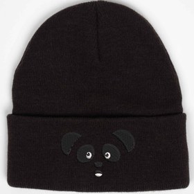Resim Panda Nakışlı Bere - Koyu Kahve 