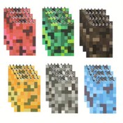 Resim 12 Adet Mini Pixel Not Defteri - Renkli Cep Defterleri, Oyuncular ve Günlük Kullanım İçin, Doğum Günü Hediyesi ve Spor Hayranları için Uygun | Kapaklı Tasarım | Spiral Klasik Defterler 