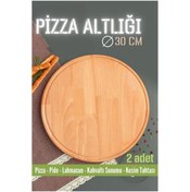 Resim gizmurstore Ahşap Pizza Lahmacun Pide Sunum ve Kesim Tahtası 30 cm 2 ADET - GMS8696-1049 