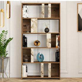 Resim Variant Variant Lima Kitaplık - Ceviz / Beyaz Mermer 