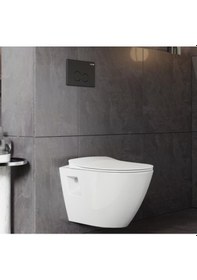 Resim Creavit Kanalsız Asma Klozet Ve Thermoplast Yavaş Kapanır Kapak Tp329 Beyaz 