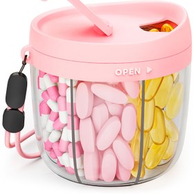 Resim Taşınabilir Hap Dağıtıcı Şişe, 7 Bölmeli Vitamin Organizatörü, Karışmayı Önleyen ve Geniş Açıklıklı Tasarım ile Çoklu İlaç Saklama, Kolay Çıkarma Özelliği 