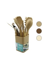 Resim 11pcs+kova Silikon Mutfak Seti Bambu Sap 3-kaşık- 3-spatula- 1-kevgir- 1-kepçe- 1-maşa- 1-çrpc- 1-frç 4989 Çok Renkli 