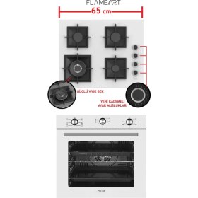 Resim Ferre ve Afm Tech Markalı/NeS 2'li 6+1 Turbolu Beyaz Ankastre Fırın+ Ocak (SC406-WFA Wok + FM7601) 