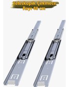 Resim YENİLER Teleskopik Bilyalı Çekmece Rayı 35 mm 40 cm (1 Takım) 