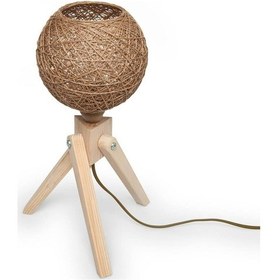 Resim Tek-iş Abajur Masa Lambası Tripod Ahşap A-3102 